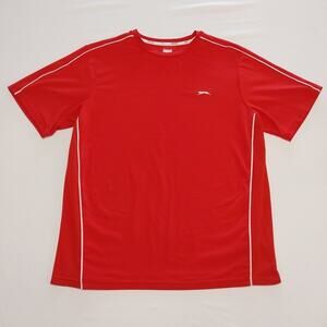 Slazenger Youth Size L Red Wicking‎ Stretch T-Shirt Vtg With Logo